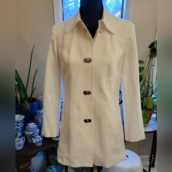 Talbots Jackets & Blazers - White Coat With Chrome Push Through Twist Lock Closures 2P